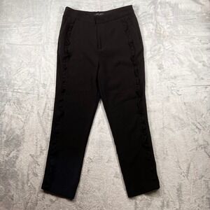 Romeo + Juliet‎ Couture Black Ruffle Side Trim Trousers Pants Womens Medium